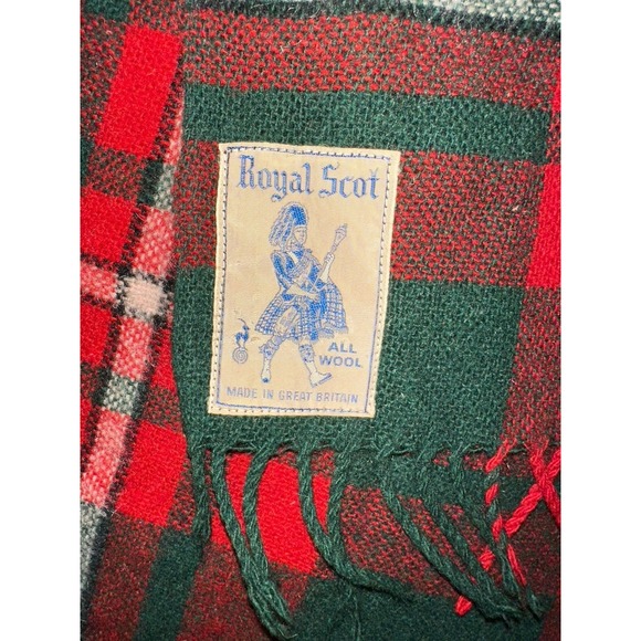 Royal Scot Vintage Wool Blanket Red Green Plaid Made In UK 50x68 inch - Picture 4 of 4